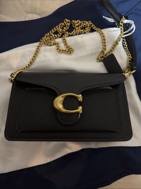 Coach Black Leather Clutch with Gold 'C' Hardware